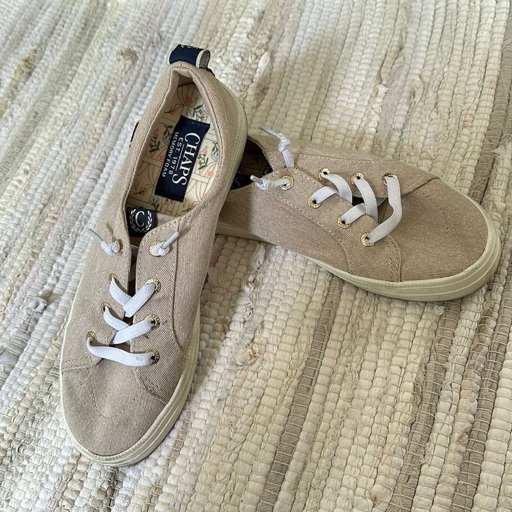 CHAPS SLIP ON SPARKLE SNEAKER SIZE 8 PREPPY COASTAL BEACHY